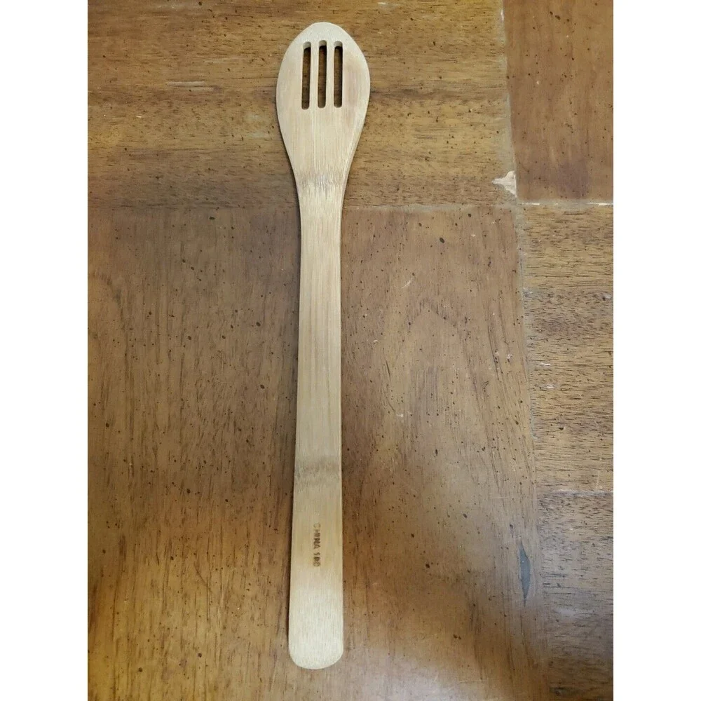Pampered Chef Slotted Bamboo Wood Wooden Serving Cooking Spoon